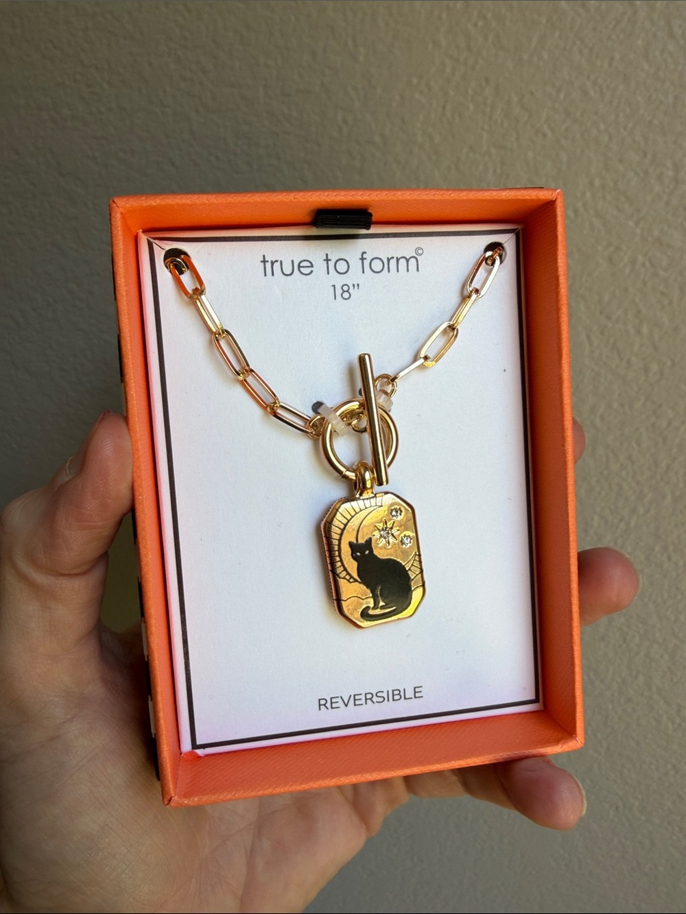 true to form Gold Cat Pendant Necklace - 18"